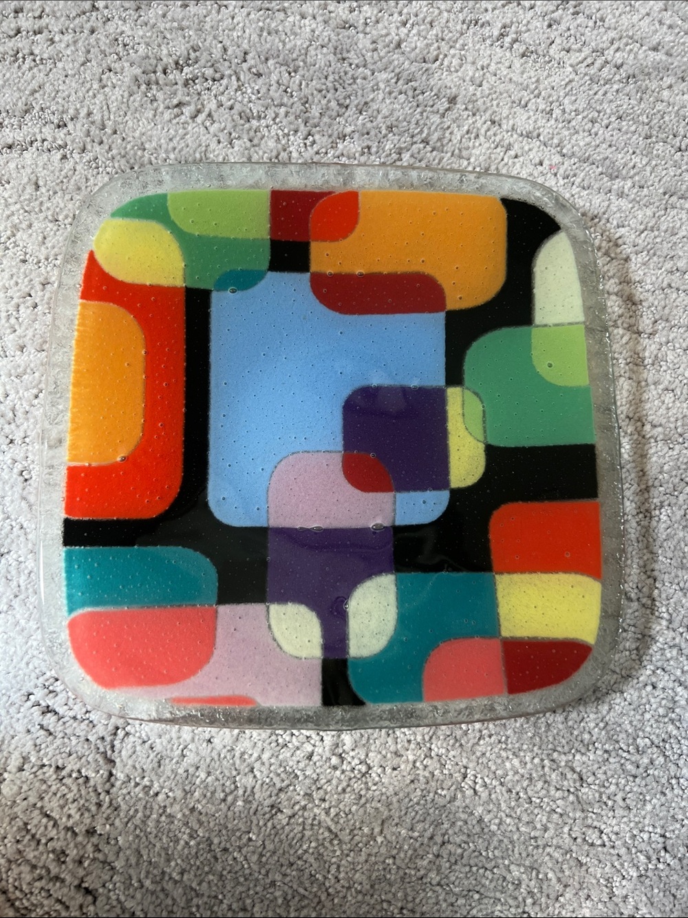 Peggy Kate Retro Geometric Color Block Glass Plate
